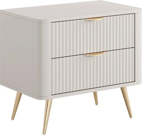 Zestaw 2 szafek nocnych - 2 szuflady - Beżowy i złoty - ELONARIA marki Pascal Morabito