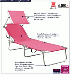 Różowy leżak ogrodowy z zadaszeniem - Tatami