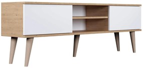 Skandynawska szafka pod telewizor dąb artisan + biały - Dubby 5X 160 cm