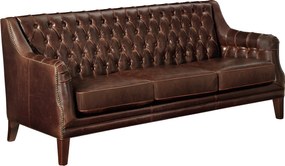 Zestaw wypoczynkowy 3+1+1 ze skóry COLBERT - Kolor: brązowy