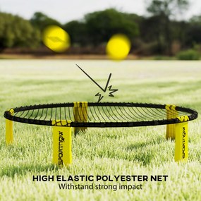 SPORTNOW Zestaw Roundnet z siatką 3 piłki torba pompka Zestaw do Spikeballa Ø92 x 20 cm Żółty