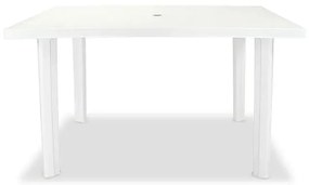 Biały prostokątny stół ogrodowy z otworem na parasol M5-A31
