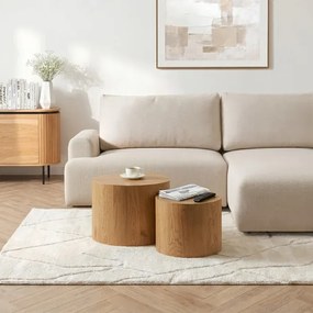 Zestaw Stolików Kawowych LEILA 38 cm/48 cm Dąb Naturalny Skandynawski Loft