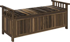 Outsunny 2-osobowa Ławka Ogrodowa, Drewniana, Odporna na Pogodę, z Miejscem do Przechowywania i Podłokietnikami 128,5 x 56 x 53,5cm, Kolor Węglowy