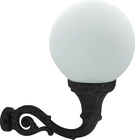 INDURA GLOBO kinkiet styl klasyczny - wys. 64 cm x szer. 65 cm - E27 70W - kula opalowa - ?ywica - IP55 - czarny