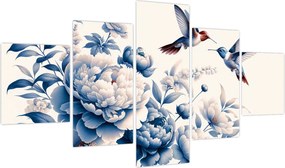 Obraz - Kolibry nad kwiatem (125x70 cm)
