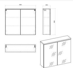 Wisząca szafka łazienkowa z lustrem 80 cm Bali 841, biała