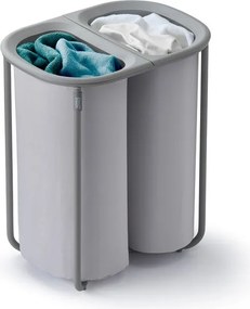 Jasnoszary tekstylny kosz na pranie 2x40 l Duo – Joseph Joseph