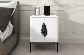 Biała szafka nocna Skandica MERLIN z czarnymi dodatkami