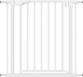 PawHut Barierka ochronna na schody i drzwi z automatycznym zamykaniem bez wiercenia 76-82 x 76 cm, biały | Aosom PL