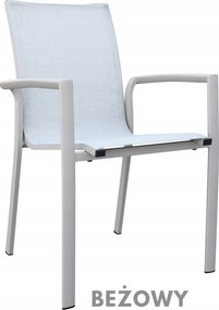 Krzesło ogrodowe aluminiowe beżowe 56x65x88 cm komfortowe wytrzymałe