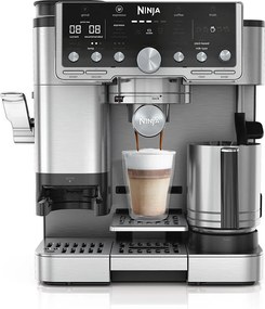 Półautomatyczny ekspres do espresso Ninja ES701EU 1650W z wbudowanym młynkiem i zbiornikiem 2L – czarny i stal nierdzewna