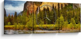 Obraz- Skały nad jeziorem (z zegarem) (90x30 cm)