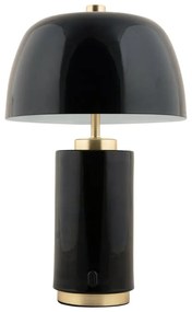 Czarna lampa stołowa LED ze ściemniaczem i metalowym kloszem (wysokość 30 cm) Freya – Leitmotiv