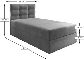 Tapicerowane łóżko kontynentalne GLORIEN 80x200 cm purpurowy Materac: Materac sprężynowy Bonell