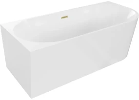 Mexen Mia wanna wolnostojąca narożna lewa 180 x 80 cm, biała, przelew złoty szczotkowany - 52691808000L-55