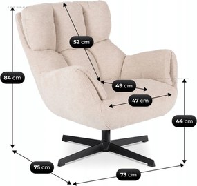 Fotel Wypoczynkowy Obrotowy REAL do Salonu Kremowy Nowoczesny