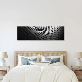 Abstrakcyjny obraz - czarno - biała spirala (170x50 cm)