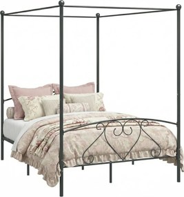 Szare metalowe łóżko małżeńskie z baldachimem 200x200 cm M9-W09