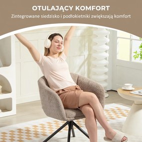 HOMCOM fotel obrotowy do salonu wygodne siedzisko miękka tapicerka nowoczesny design do 120 kg jasnobrązowy | Aosom PL