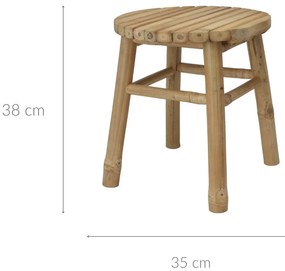 Taboret bambusowy, niski, Ø 35 x 38 cm