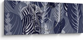 Obraz - Zebry wśród liści (z zegarem) (90x30 cm)