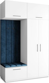 Masseno Garderoba REMA 150/240/60 cm Nowoczesna Szafa do Przedpokoju Biała, MONOLITH 77 (Niebieski)