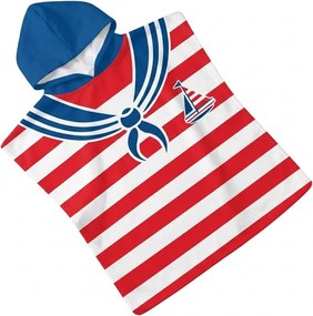 Dziecięce ponczo SAILOR biało-czerwone