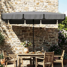 Outsunny Prostokątny parasol balkonowy z 3-stopniowym nachyleniem, korbowy parasol plażowy z 8 rozpórkami, 183x122x222 cm, ciemnoszary | Aosom PL