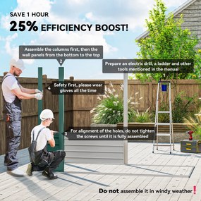 Outsunny Metalowy Schowek Ogrodowy, Schowek na Narzędzia, Podwójne Drzwi, 249S x 121G x 166/183W cm, Zielony