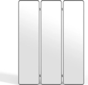 Parawan lustrzany 3-skrzydłowy z aluminium - szer. 140 x wys. 180 cm - Chromowany - REFLEYA