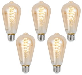 Zestaw 5 Inteligentne ściemnialne żarówki LED E27 ST64 Bursztynowe 4,9W 320lm 2500K