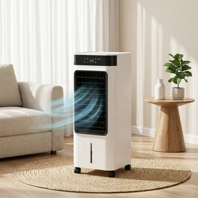 HOMCOM Mobilna chłodnica powietrza, 3-w-1 chłodzenie ewaporacyjne z 7-litrowym zbiornikiem, funkcja oscylacji 48°, biały | Aosom PL