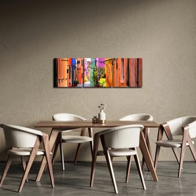 Obraz - Kolorowy dom w Burano, Wenecja (z zegarem) (90x30 cm)