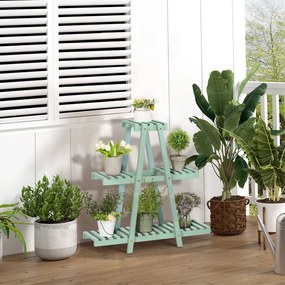 Stojak na rośliny Outsunny z 3 poziomami, na 6 doniczek, odporny na warunki atmosferyczne, 76 cm x 26 cm x 76 cm, Jasnozielony