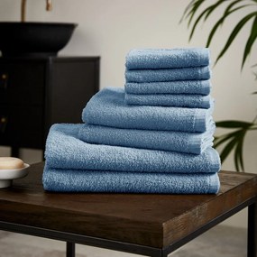 Niebieskie bawełniane ręczniki szybkoschnące/frotte zestaw 8 szt. Quick Dry – Catherine Lansfield