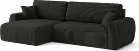 Stylowy narożnik rozkładany lewostronny  ARIEL L 246x150x87 cm w tkaninie Velo 19 czarnej