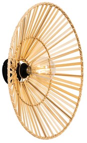 Orientalna lampa ścienna czarna z naturalnym bambusem - Pua