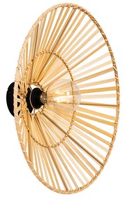 Orientalna lampa ścienna czarna z naturalnym bambusem - PuaKolonialny Oswietlenie wewnetrzne