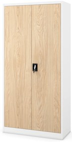 Biurowa szafa metalowa JAN, 900 x 1850 x 400 mm, Eco Design: biała/ dąb sonoma