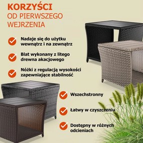 Stolik pomocniczy polirattanowy ROCCO, 40x45x45cm, kremowy Casaria