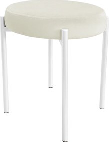 Taboret DIOR stelaż metalowy tkanina Welur : Kolor Stelaża - Biały, Kolor tkaniny - VELVET - MG50, Typ tkaniny - Velvet