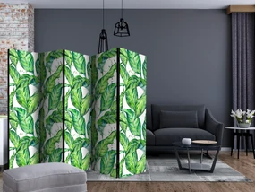 Parawan dwustronny Liście 225x172 cm 5-częściowy zielony ARTGEIST B