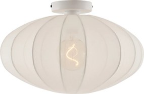 Biała lampa sufitowa w stylu japandi z abażurem z tkaniny - Bida