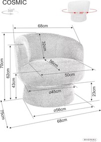 Obrotowy fotel designerski COSMIC RAVEN, ciemny beżowy