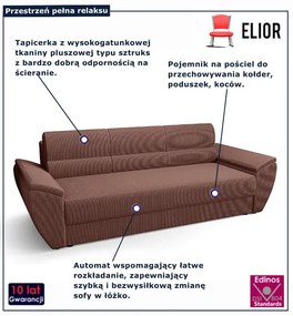 Łososiowa sofa rozkładana z pojemnikiem E9-P06