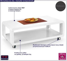 Biała lakierowana ława na kółkach - Allemi