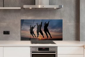 Szklany Panel Ludzie na tle Zachodu i Chmur