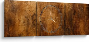 Obraz - Detal drewna (z zegarem) (90x30 cm)