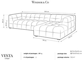 Beżowy aksamitny narożnik Windsor &amp; Co Sofas Vesta, prawostronny